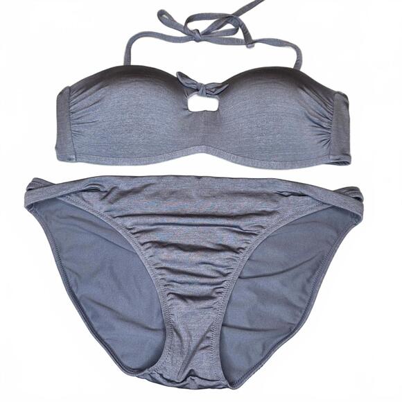 Athleta Dark Grey Bandeau style bikini Size Large - Picture 1 of 6